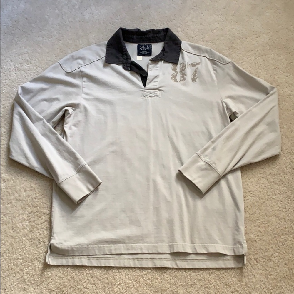 Old Navy #87 Pebble Colored Rugby Shirt SZ L